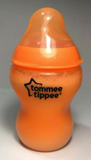 8 Oz Tommee Tippee Wide Neck Reborn Baby Bottle With Fake Formula Milk Orange
