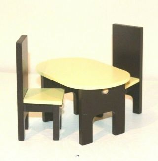 Barbie Dollhouse Miniature 1:12 Wood Furniture Dining Room Table Chairs Set