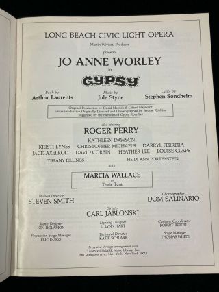 1984 JO ANNE WORLEY IN GIPSY,  TERRACE THEATRE PROGRAM,  LONG BEACH,  CALIFORNIA 2