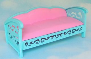 Mattel Barbie 1995 Victorian Dream House Living Room Sofa,  Pink/turquoise Couch