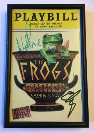Framed " The Frogs " Playbill Signed By Nathan Lane And Chris Kattan
