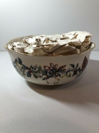 Lenox Winter Greetings Large Serving Bowl Signed Catherine Mcclung 1996