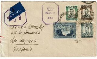 Southern Rhodesia 1945 Bulawayo Cancel On Airmail Cover To The U.  S. ,  Censored