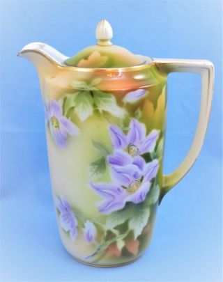 Antique Weimar Germany Teapot / Coffee Pot Hand Painted Flowers