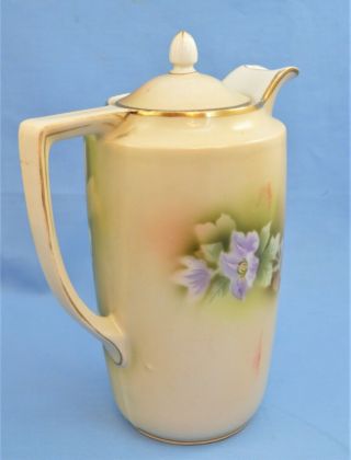ANTIQUE WEIMAR GERMANY TEAPOT / COFFEE POT HAND PAINTED FLOWERS 3