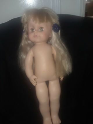 Eegee 18 Inch Baby Doll 1974 Blonde Hair Green Eyed Cutie Open/close Eyes
