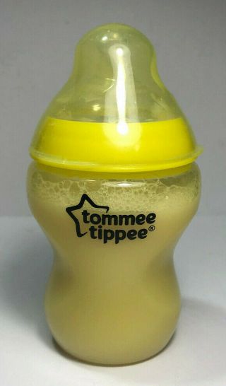 8 Oz Tommee Tippee Wide Neck Reborn Baby Bottle With Fake Formula Milk Yellow