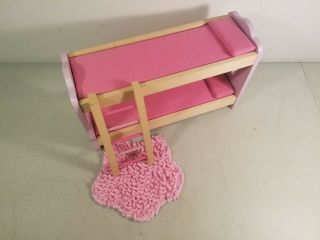 1:6 Scale Wooden Dollhouse Furniture: Bunk Bed,  Ladder & Rug 2