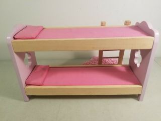 1:6 Scale Wooden Dollhouse Furniture: Bunk Bed,  Ladder & Rug 3