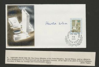 United Nations 1975 Fdc Signed By Uk Prime Minister Harold Wilson - With Letter