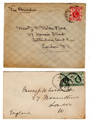 1908/09 Gb P.  O.  In China To Gb Covers X 2 / Canton.
