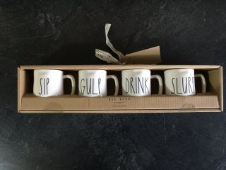 Rae Dunn By Magenta Ceramic Expresso Mini Mug Gift Set Of 4 Farmhouse Ll