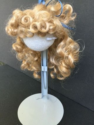 Blond Long Length Wig,  Large Curley Doll Wig,  Bangs - Sz 9 (w7)