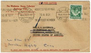 Northern Rhodesia 1950 Kitwe Slogan Cancel On Printed Matter Cover To The U.  S.