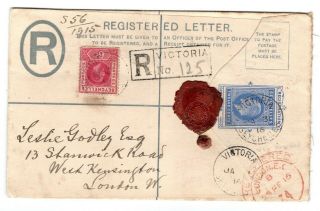 1916 Seychelles To Gb Uprated Registered Envelope.