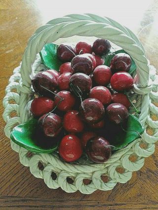 Bassano Cherry Lattice Fruit Bowl Pottery Made In Italy Vintage