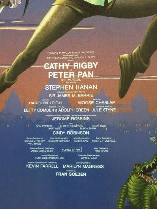 Cathy Rigby PETER PAN 35th Anniversary Musical Theater LOBBY POSTER 22x14 2