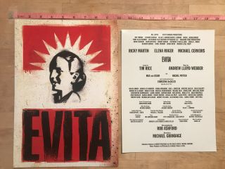 Evita Broadway 2012 Souvenir Program/tony Voter Gift Elena Roger,  Ricky Martin
