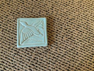 Pewabic Pottery Bird Tile Detroit 4 " X4 " Green