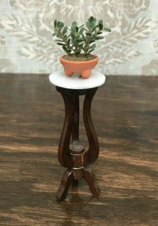 1/12 Dollhouse Miniature Marble - Top Plant Stand With Succulent