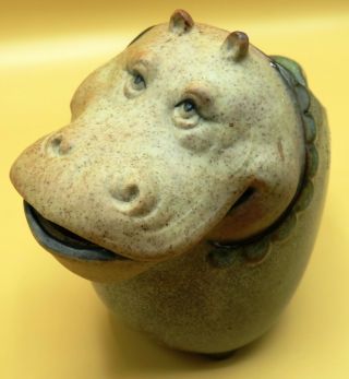Vintage Uctci Japan Stoneware Art Pottery Polka Dot Hippo Creamer Pitcher 5 " T