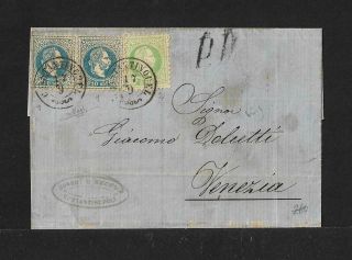 Austrian Po In Turkey To Italy Cover 1870 Signed
