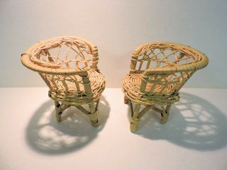 Set of Rattan Doll Furniture - 2 Chairs,  Loveseat and Table 2