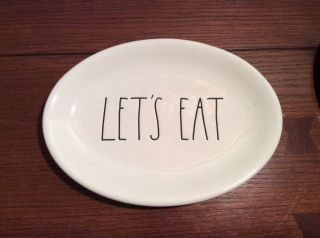 Rae Dunn Oval Plate Set - “Let’s Eat,  Yummy,  Nibble & Eat” 2