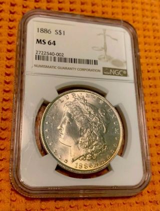 1886 P NGC MS 64 Morgan Silver Dollar Bright White Coin Gorgeous ☆☆☆ 3