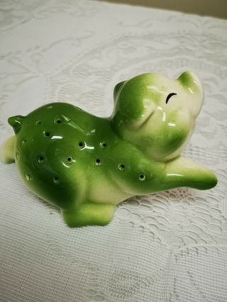 Porcelain Green Pig Hat Pin Holder Fairing Style Made In Germany