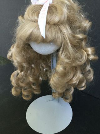 Blond Long Length Wig,  Large Curley Doll Wig,  Bangs - Sz 10 (w6)