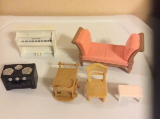 Dollhouse Furniture Stove,  Piano,  bar Cart Epoch Co. ,  Chaise Unbranded 2