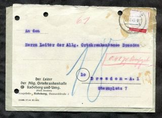 P821 - Germany 1945 Soviet Zone Turned Cover Provisional Hitler Stamp Taped