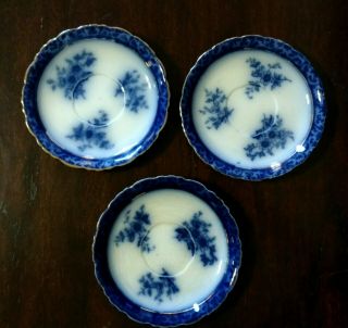 Flow Blue Henry Alcock & Co.  Semi Porcelain Touraine 5 7/8 " Tea Cup Saucers (3)