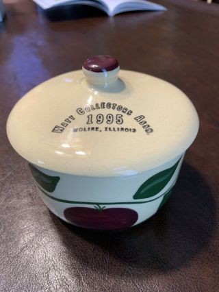 1995 Watt Pottery Apple Grease Jar Lid Commemorative With Moline Illinois