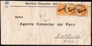 3012 Peru To Chile Official Cover 1899 Callao - Valdivia