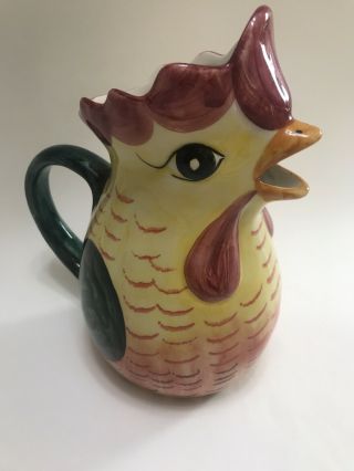 La Ceramica Italian Pottery Chicken Rooster Pitcher Jug Made In Italy 9”