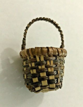 Miniature Woven Basket Decoration Tiny 2 " Tall Doll House Furniture