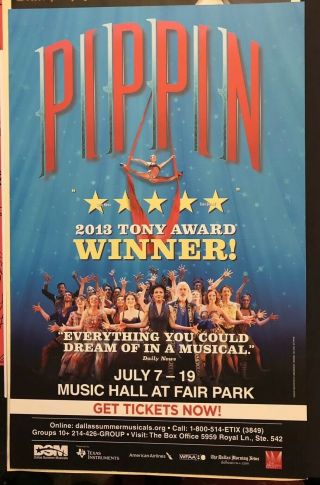 Pippin Us National Tour 2014 Window Card Broadway Poster Sasha Allen Dallas