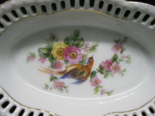 Vintage Bavaria Hand Painted Birds and Flowers Trinket Dishes Set of 2 2