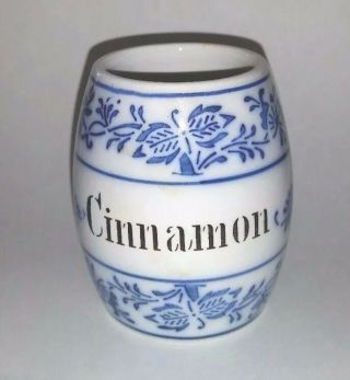 Antique Flow Blue German Cinnamon Spice Container Transferware - 3 "
