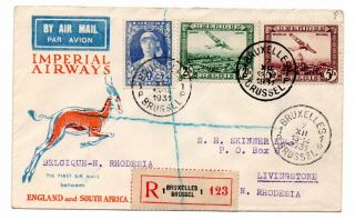 Belgium 1931 Accept For Imperial Airways Flight To N Rhodesesia Scarce Stage