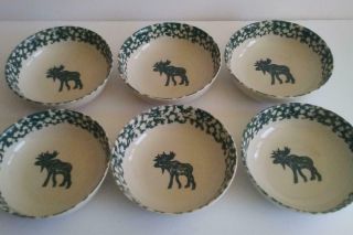 2 Moose Country By Tienshan 6 1/2” Soup Cereal Bowl Green Country