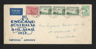 Australia To Uk Airmail Cover 1931 Imperial Airways