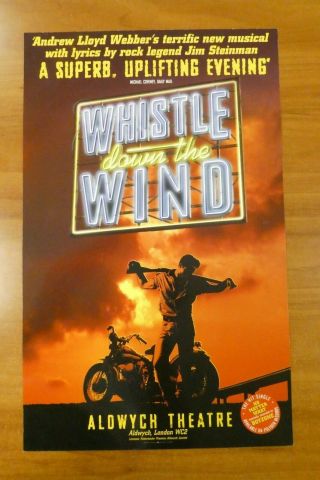 Whistle Down The Wind Aldwych London Theater Window Card Poster 12.  5 " X 20 "