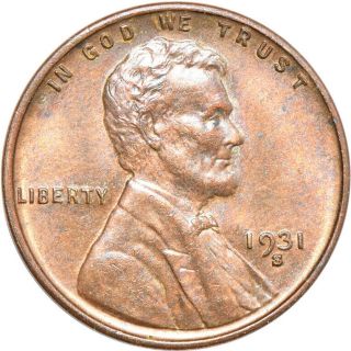 1931 - S Lincoln Wheat Cent,  About Uncirculated,  1c C00052376