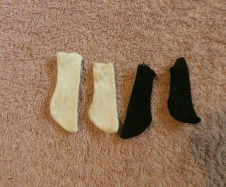 Vintage Ken Doll Clothes - Vintage Ken White Cotton Socks And Black Nylon Socks