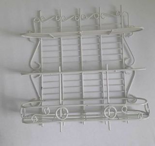 Doll House Miniature Furniture White Wire Wrought Iron Bakers Rack Shelf 3