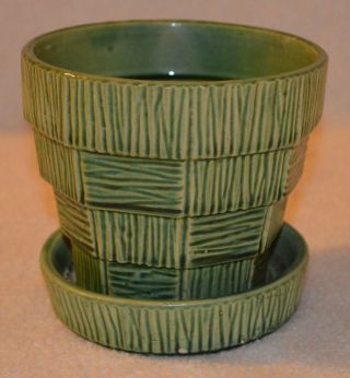 Vintage Mccoy Basket Weave 4 " Flower Pot
