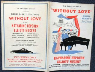 Katharine Hepburn Playbill For " Without Love " /theater Guild/1930 